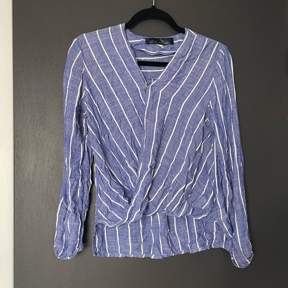 Blue Rain Striped Crossover Top - Size XS